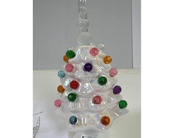 Ceramic Christmas Tree Night Light With Plastic Bulbs