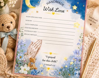 Baby Gebet Zertifikat druckbare PDF | Christliches Baby-Andenken | Taufgeschenk & Taufeinlage | Handmade With Love Memory Zertifikat