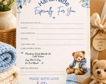 Handmade Zertifikat Printable | Baby Geschenk-Andenken-Karte | Handmade With Love Zertifikat | Digitaler Download