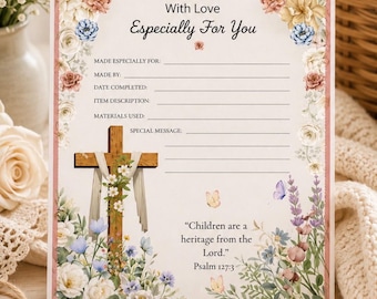 Little Blessings Kreuz Zertifikat druckbare PDF | Handgemachte Geschenk-Andenken-Karte | Christliche Baby-Geschenk-Beilage | TAUFKERZEUGNIS Cer