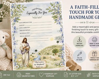 Shepherd & Lamb Handmade Zertifikat druckbare PDF | Christian Baby-Geschenk-Andenken | Psalm 23 Nursery Geschenk Insert | Sofort Download