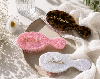 Personalized Mini Hair Brush | Custom Name Detangler | Bridesmaid Gift | Travel Hair Brush for Women