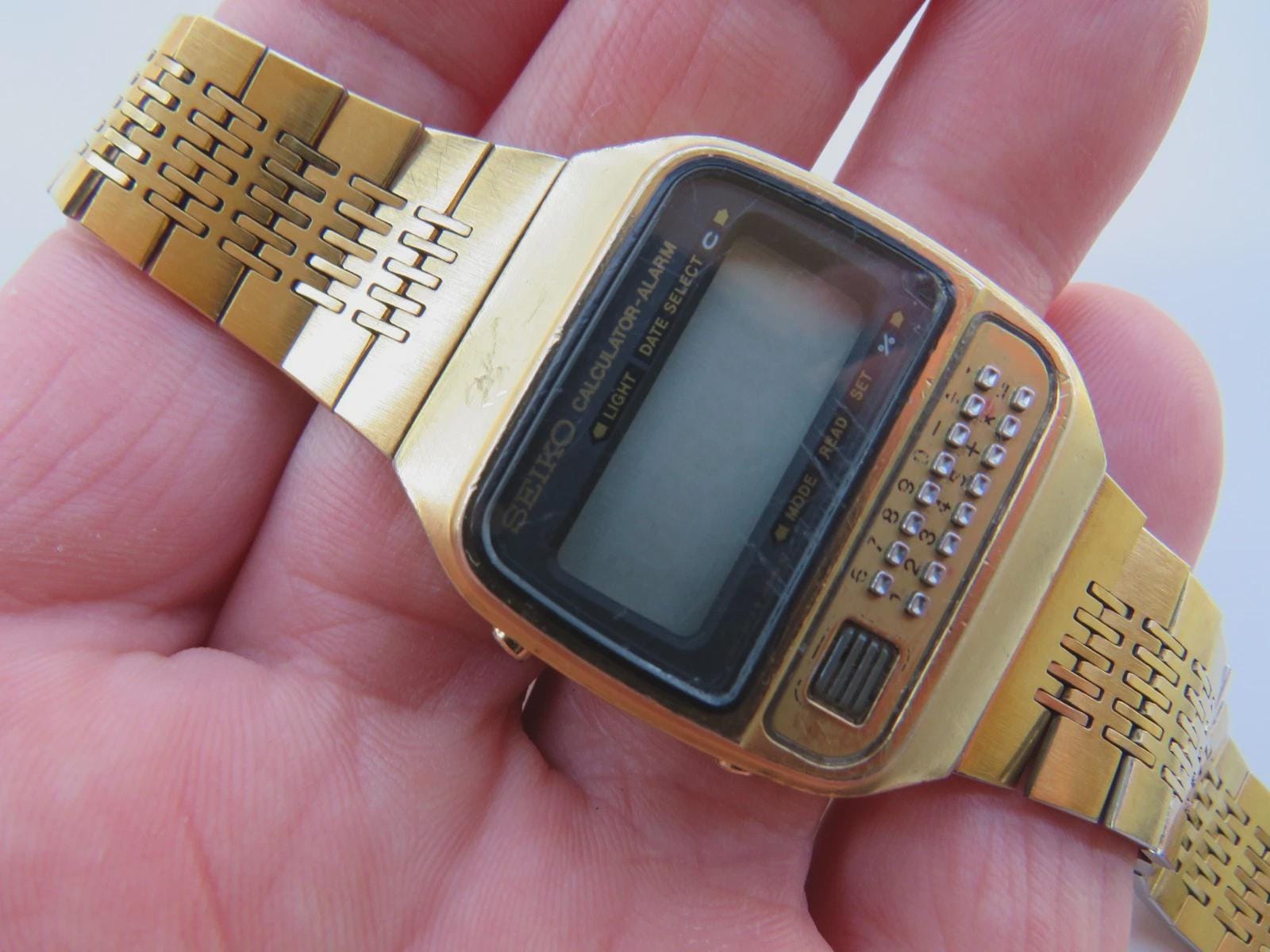 SEIKO CALCULATOR-ALARM 腕時計 ゴールド Seiko Calculator Watch - Etsy