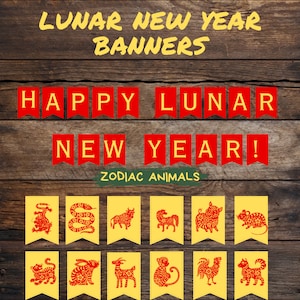 Chinese New Year Bulletin Board & Banner | PRINTABLE Lunar New Year Banner and Bulletin Board Class Decor Kit | 12 Chinese Zodiac Animals
