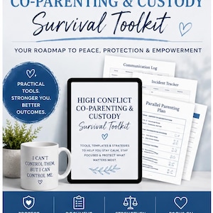 High Conflict Co Parenting Handbook, Custody Tracker Binder, BIFF Communication, Planner, Narcissist Ex Documentation Log Fillable PDF