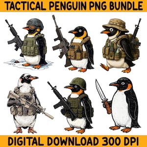 タクティカルペンギンPNG、面白いミリタリーアニマルPNG、武装ペンギンミームPNG、彼への面白いギフト