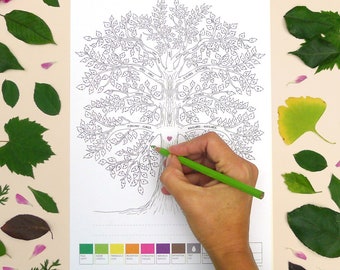 Calendario da colorare Albero degli Umori: Arte murale perpetua, regalo originale