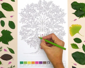 calendrier d’humeur, calendrier de coloriage, calendrier mural perpétuel arbre d’humeur, peinture cadeau originale