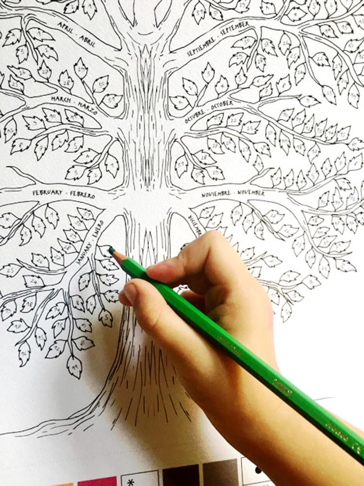 coloring-weather-calendar-perpetual-wall-calendar-tree-of-weather-original-gift-to-paint-climate-change-etsy