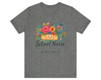 Camiseta de enfermera escolar / Camiseta con estampado floral y estetoscopio