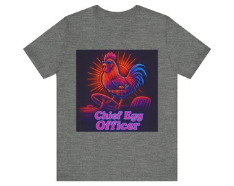 Camiseta con ilustración de gallo "Jefe de la Oficina de Huevos" / Gráfico retro de granja neón