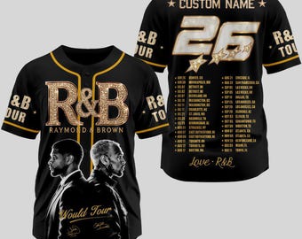 Maillot de baseball avec nom personnalisé | Chemise brune Chris | Maillot Team Breezy | Tenue de concert de la tournée R&B | Cadeau chemise unisexe festival streetwear