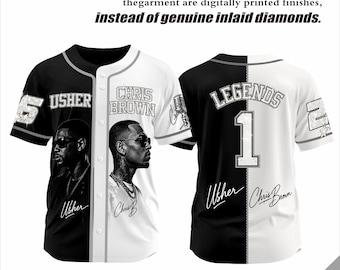 Maglia da baseball del tour R&B di Chris Brown, stampa personalizzata con effetto strass, abbigliamento da concerto
