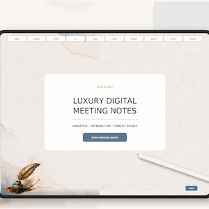Undated Digital Meeting Notes, Hyperlinked Business PDF for Goodnotes and Notability