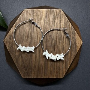 Real Snake Bone Hoop Earrings | 925 Sterling Silver | Gothic Vulture Culture Jewelry | Dark Academia Macabre Oddities | Bohemian Mystery