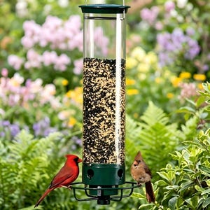 Weight-Activated Spinning Squirrel-Proof Bird Feeder, Hanging Capacity Tube Feeder, Outdoor Garden Yard Decor for Wild Birds