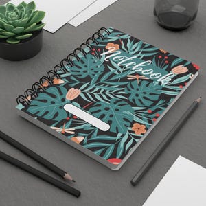 Tropical Foliage Notebook Spiral Bound Journal | Floral Leaves Pattern