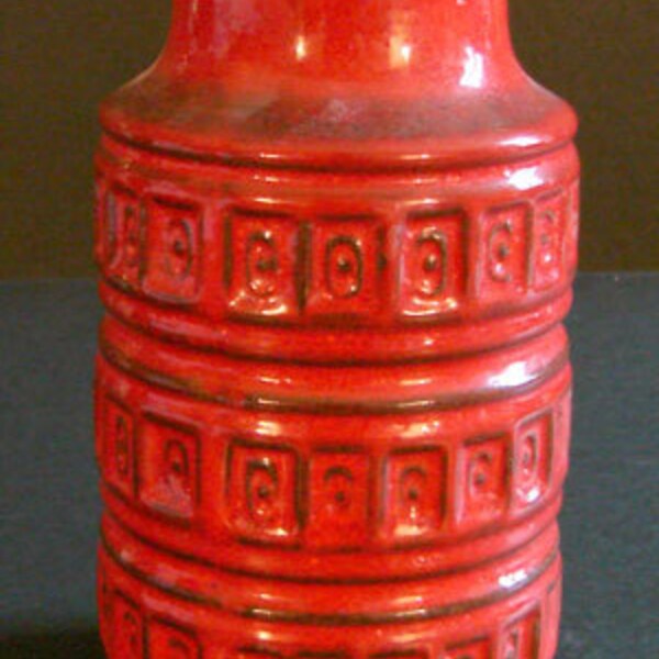 Very Mod Red & Black W German Vase