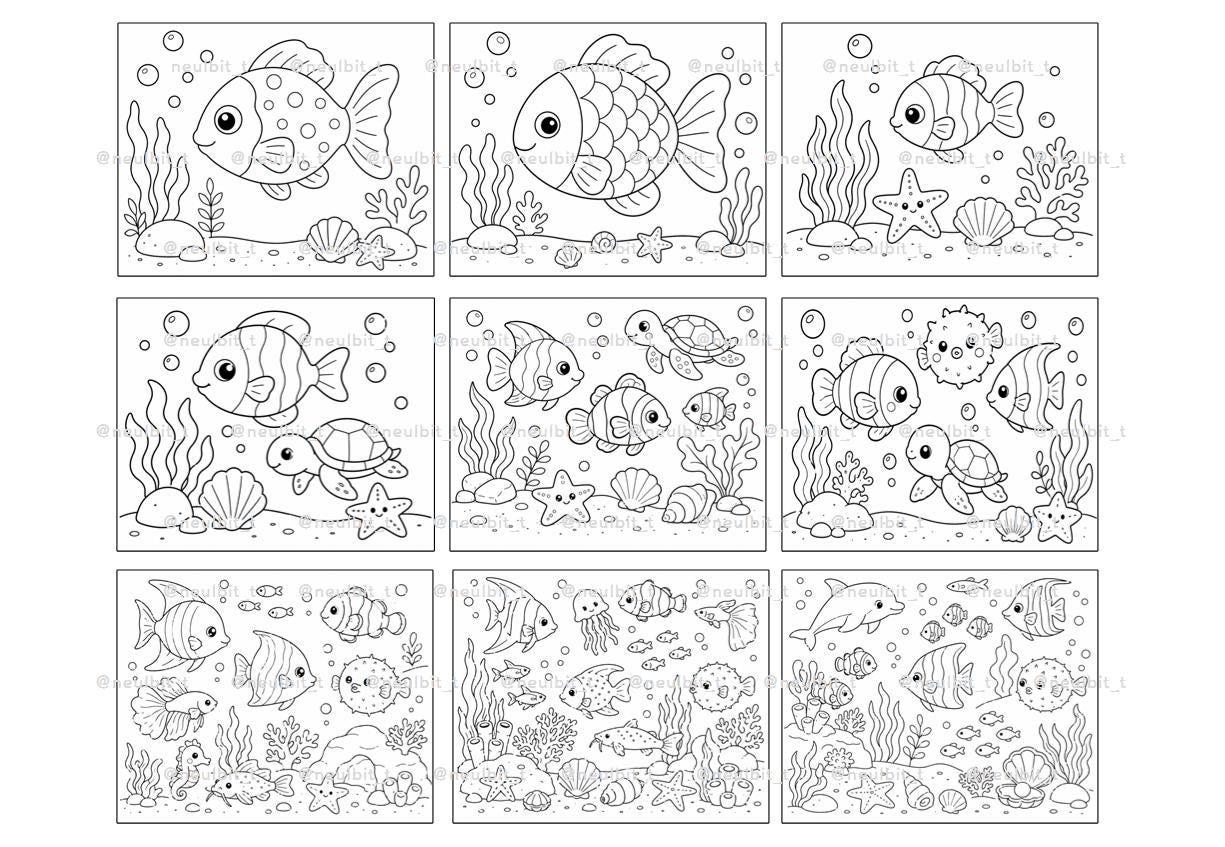PDF) Ocean Animals Coloring Pages | Sea Life Coloring Book for Kids ...