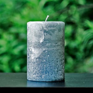 Stone Gray Rustic Large Unscented Pillar Candle Choose Size Handmade image 1