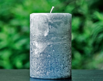 Stone Gray Rustic Large Unscented Pillar Candle - Choose Size - Handmade