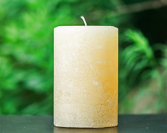 Rustic Ivory Large Unscented Pillar Candle - Choose Size - Handmade