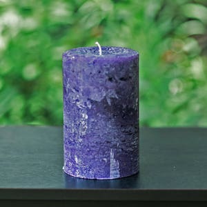 Purple Rustic Textured Unscented Pillar Candle Choose Size Handmade image 1