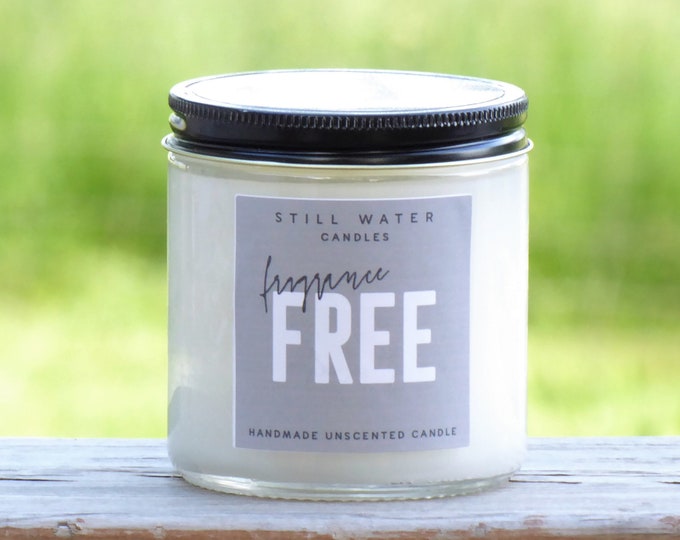 Fragrance Free Unscented White Jar Candle | 12 Ounces | Handmade