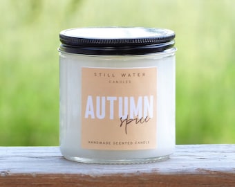 Autumn Spice Scented White Jar Candle | 12 Ounces | Handmade