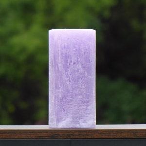 Light Purple Pillar Candle: Rustic Unscented Textured Handmade Candle
