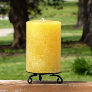 Yellow Gold Rustic Unscented Pillar Candle Choose Size Handmade image 1