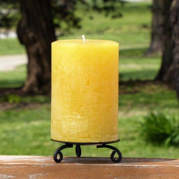 Yellow Gold Rustic Unscented Pillar Candle - Choose Size - Handmade