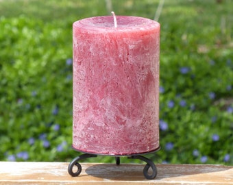 Rustic Burgundy Unscented Rustic Pillar Candle - Choose Size - Handmade