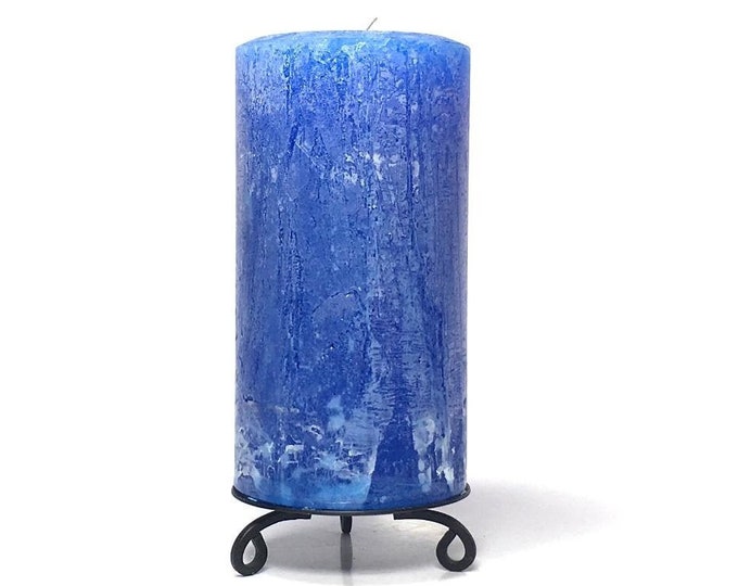 Royal Blue Rustic Unscented Pillar Candle - Choose Size - Handmade