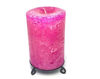 Bright Hot Pink Unscented Rustic Pillar Candle - Choose Size - Handmade