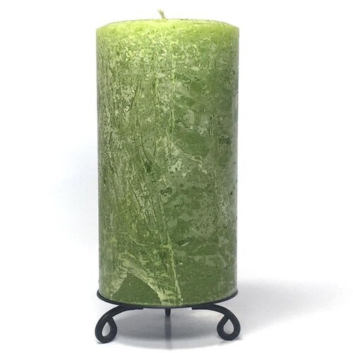 Pear Green Rustic Textured Unscented Block Pillar Candle - Choose Size - Handmade