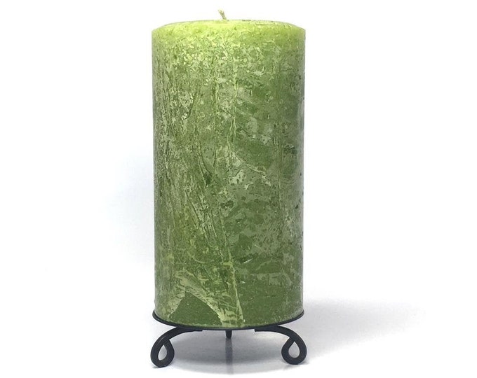 Pear Green Rustic Textured Unscented Block Pillar Candle - Choose Size - Handmade