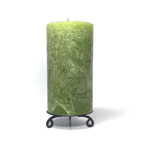 Pear Green Rustic Textured Unscented Block Pillar Candle Choose Size Handmade image 1