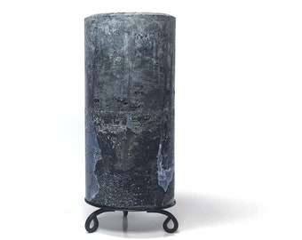 Midnight Blue Rustic Textured Unscented Block Pillar Candle - Choose Size - Handmade