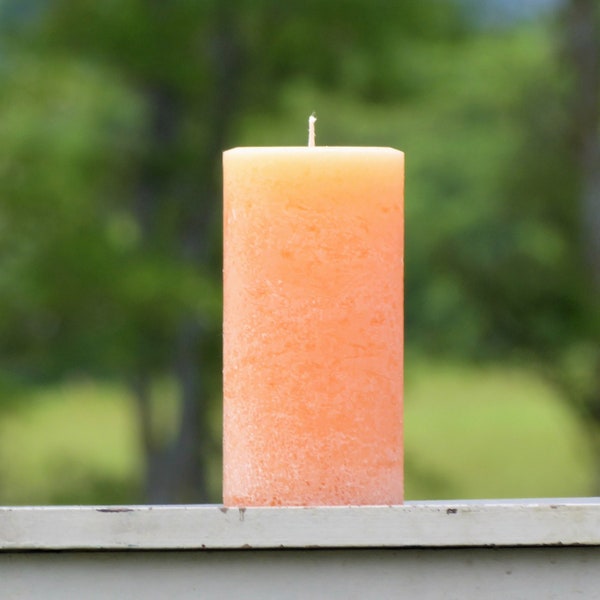 Light Peach Large Rustic Unscented Pillar Candle - Choose Size - Handmade