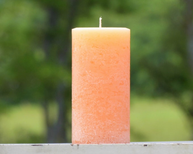 Light Peach Large Rustic Unscented Pillar Candle - Choose Size - Handmade