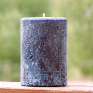 Dark Midnight Navy Blue Textured Unscented Pillar Candle, Rustic Home Decor, Large Farmhouse Pillar, Many Sizes Small to Large - Handmade