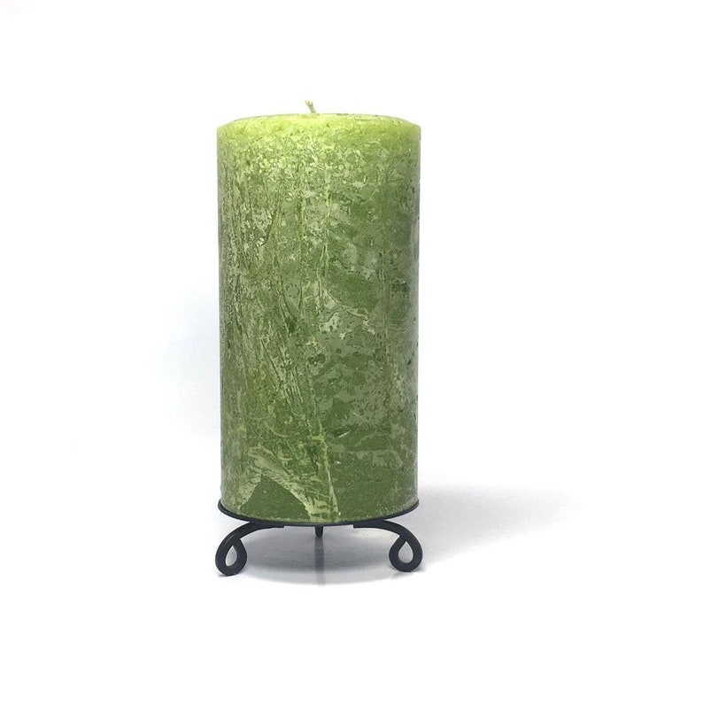 Pear Green Rustic Textured Unscented Block Pillar Candle Choose Size Handmade image 1