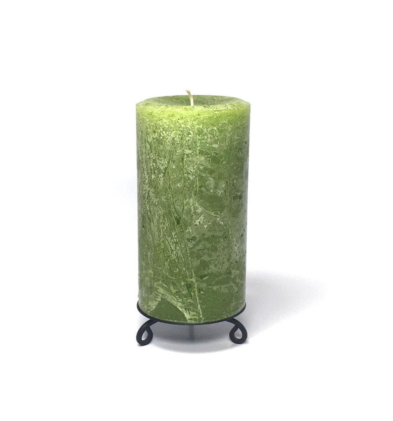 Pear Green Rustic Textured Unscented Block Pillar Candle Choose Size Handmade image 4