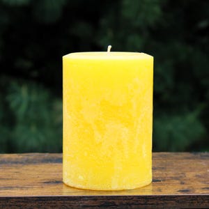 Yellow Gold Unscented Rustic Pillar Candle: Handmade Home Decor