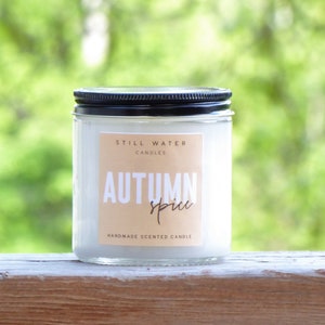 Autumn Spice Scented White Jar Candle 12 Ounces Handmade image 2