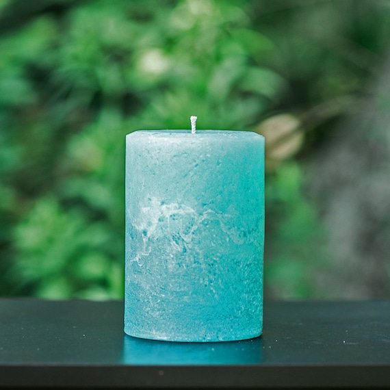 Light Teal Turquoise Rustic Unscented Pillar Candle Choose Size Handmade -  Etsy