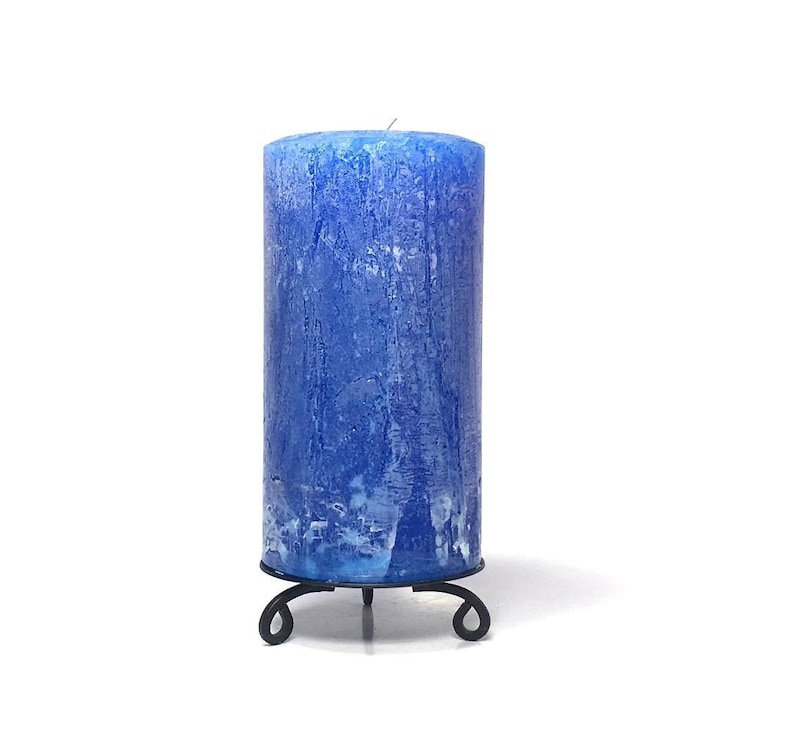 Royal Blue Rustic Unscented Pillar Candle Choose Size Handmade image 1