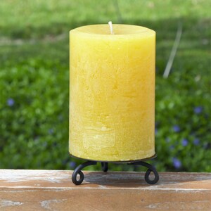 Yellow Gold Rustic Unscented Pillar Candle Choose Size Handmade image 2