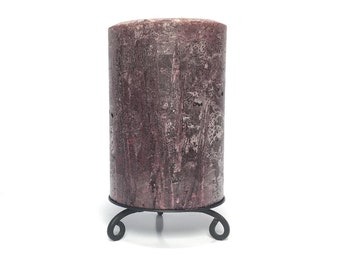 Plum Purple Rustic Textured Unscented Pillar Candle - Choose Size - Handmade